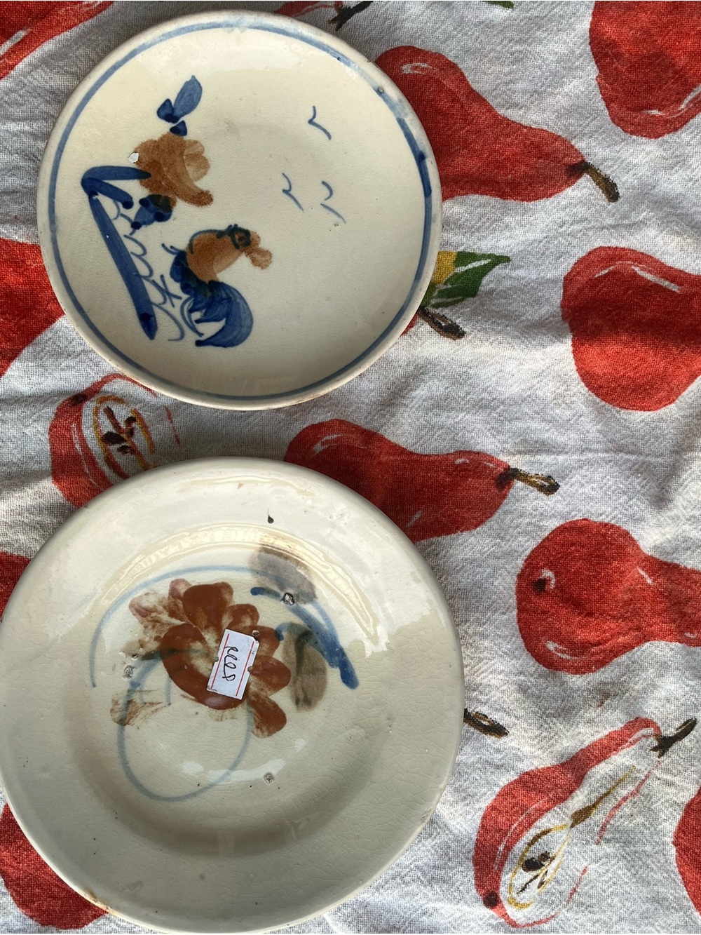 Hand-Painted Ceramic Decorative by Plates - Blue and Brown